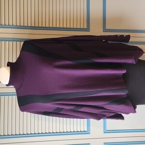 Alfani Women's Purple and Black Turtleneck Sweater